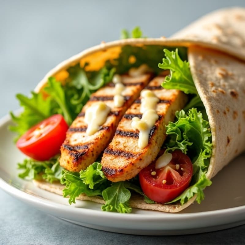 Grilled Chicken Caesar Wrap with Crisp Romaine