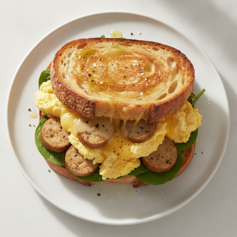 Chicken Sausage and Egg Sourdough Melt