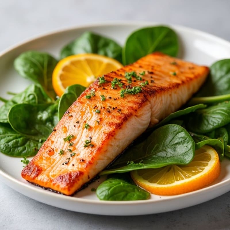 Crispy Pan-Seared Salmon with Fresh Greens and Citrus Vinaigrette