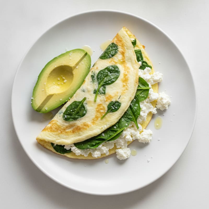 Egg White Spinach Omelette with Cottage Cheese