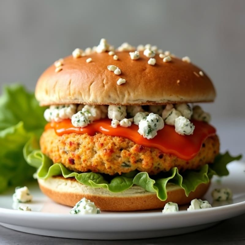Spicy Buffalo Turkey Burger with Blue Cheese Crumbles