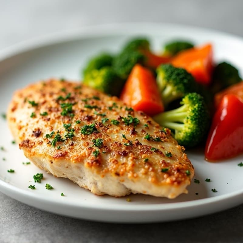 Herb-Crusted Pan Seared Chicken with Roasted Vegetables