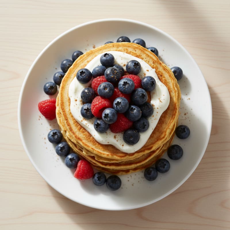 Fluffy Protein Pancakes with Berries