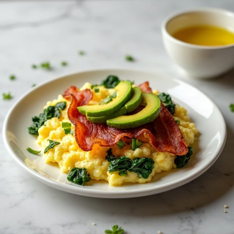 Egg White Scramble with Spinach and Turkey Bacon