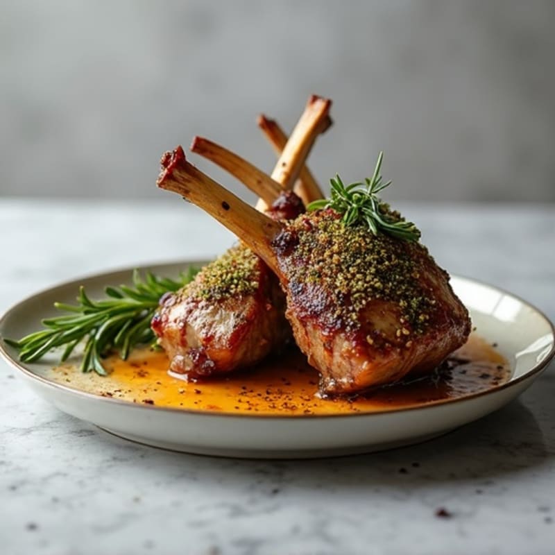 Herb-Crusted Roasted Rack of Lamb with Garlic