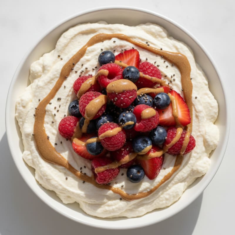 Greek Yogurt Protein Mousse with Mixed Berries