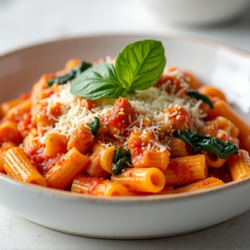 Lean Ground Turkey Baked Ziti with Creamy Ricotta and Spinach