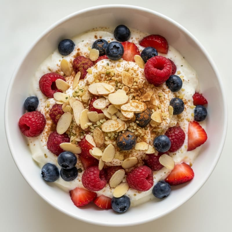 High-Protein Greek Yogurt Parfait with Mixed Berries