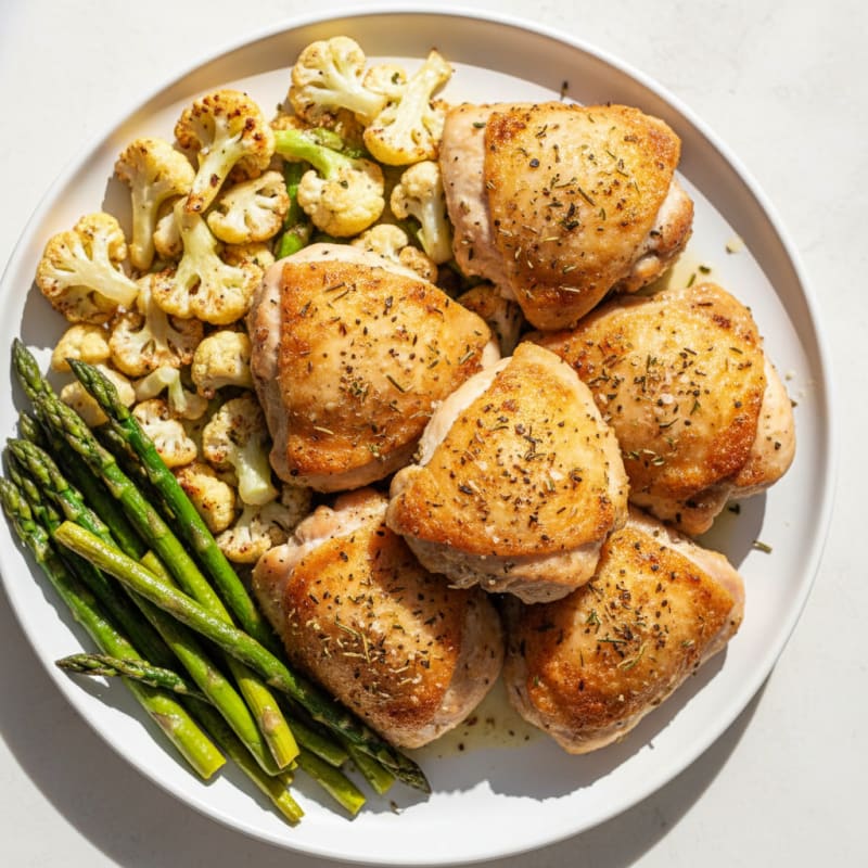 Crispy Lemon-Herb Roasted Chicken Thighs