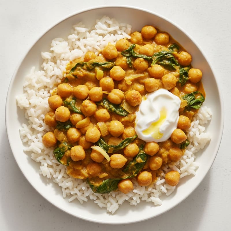 Chickpea and Spinach Curry with Basmati Rice