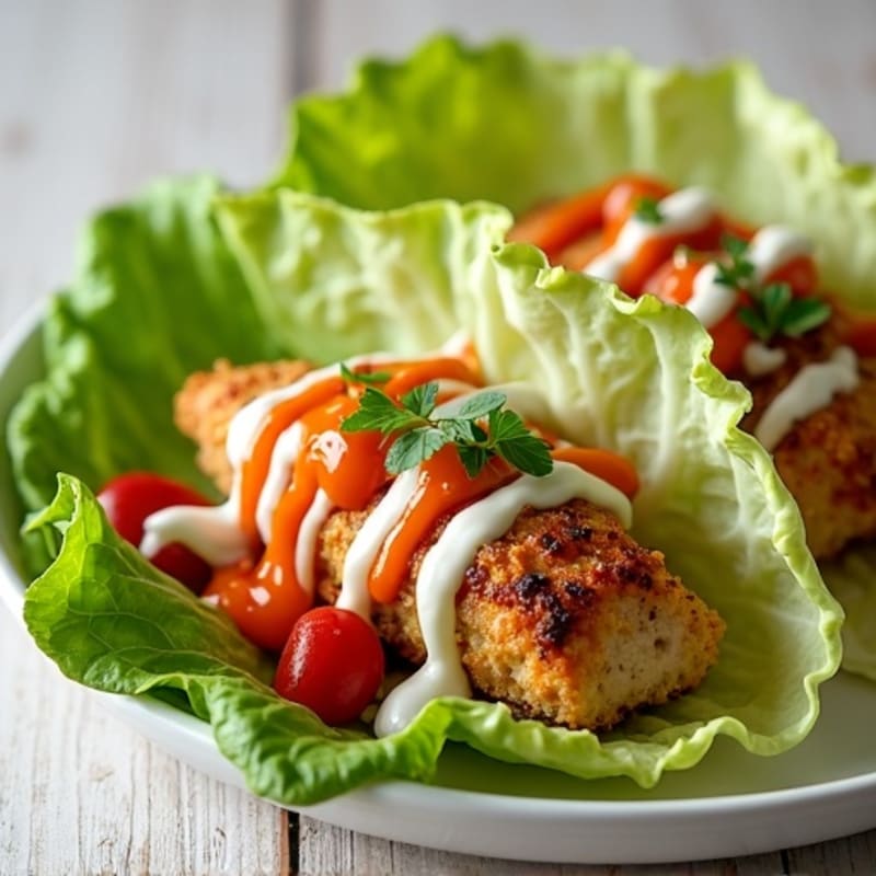 Crispy Buffalo Ranch Chicken Lettuce Wraps