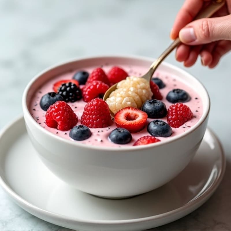 Creamy Greek Yogurt Bowl with Protein Powder and Mixed Berries