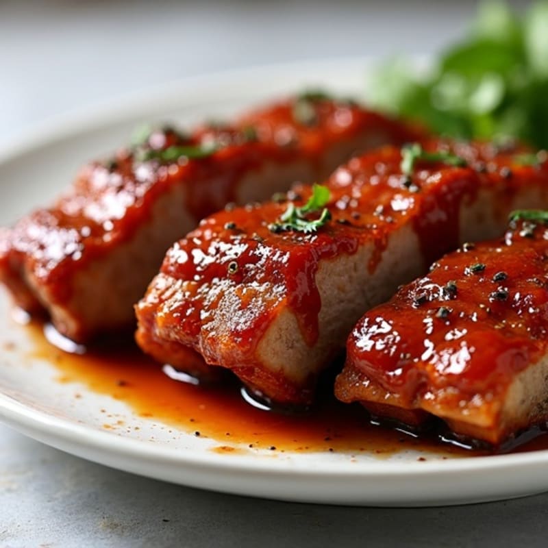 Lean Roasted Pork Ribs with Sticky Sugar-Free BBQ Glaze