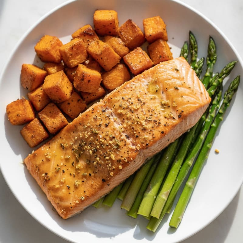 Roasted Salmon with Sweet Potato
