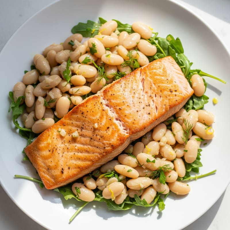 Lemon-Herb Salmon with White Beans