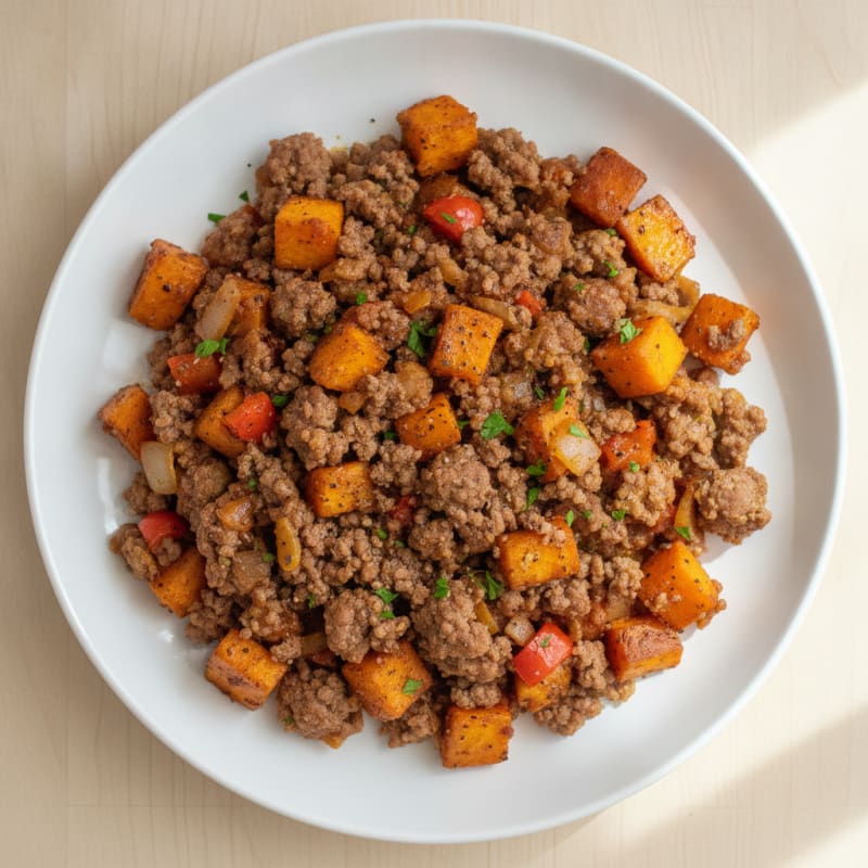 Ground Beef and Sweet Potato Skillet