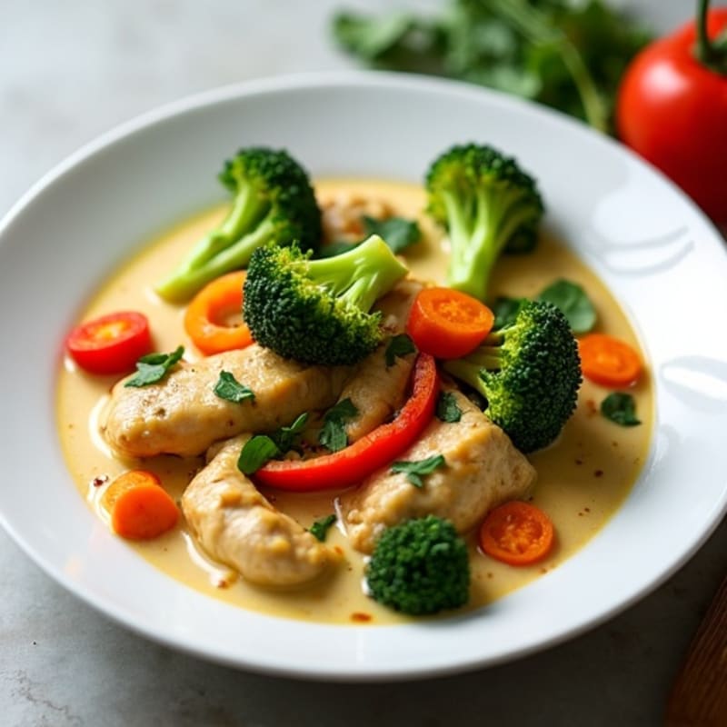 Creamy Chicken Green Curry with Fresh Vegetables