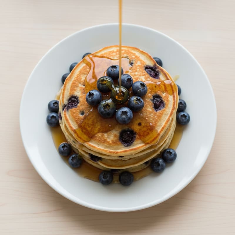 Blueberry Protein Pancakes with Maple Syrup