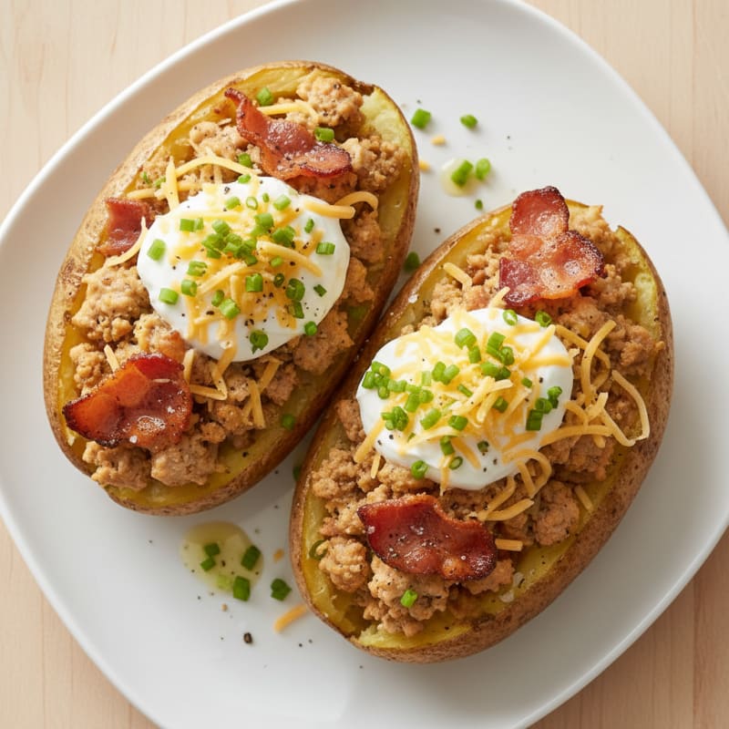 Creamy Loaded Baked Potatoes with Crispy Bacon