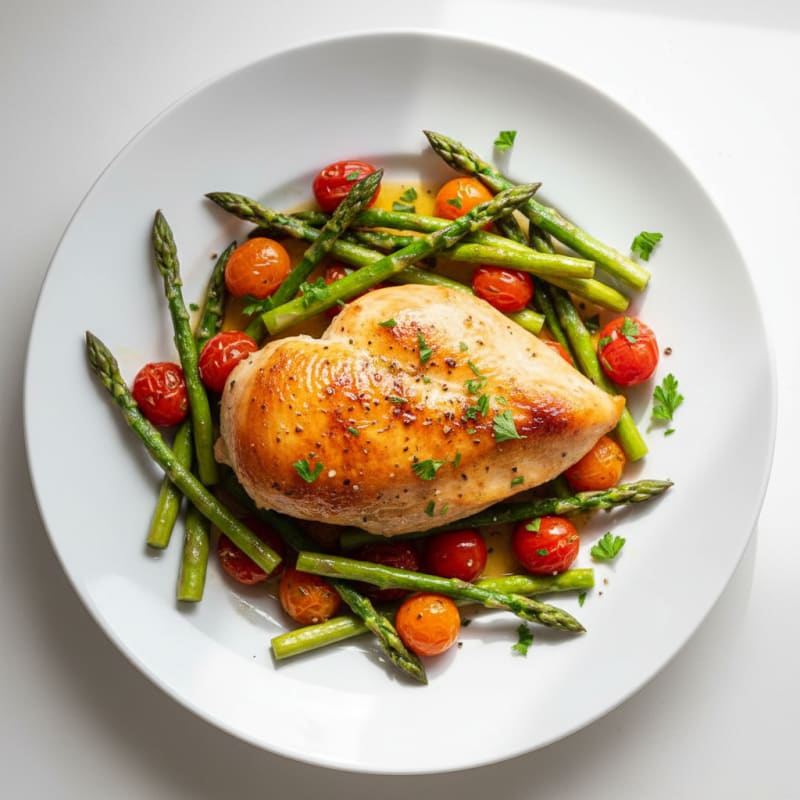 Lemon Herb Roasted Chicken with Asparagus