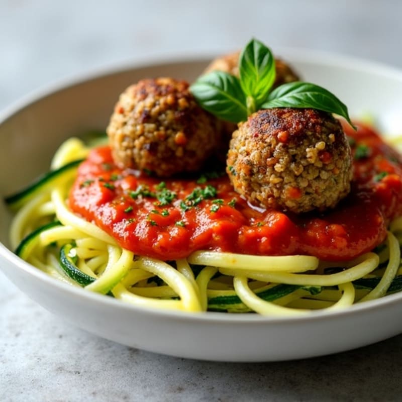 Hearty Vegan Lentil Meatballs with Zucchini Noodles
