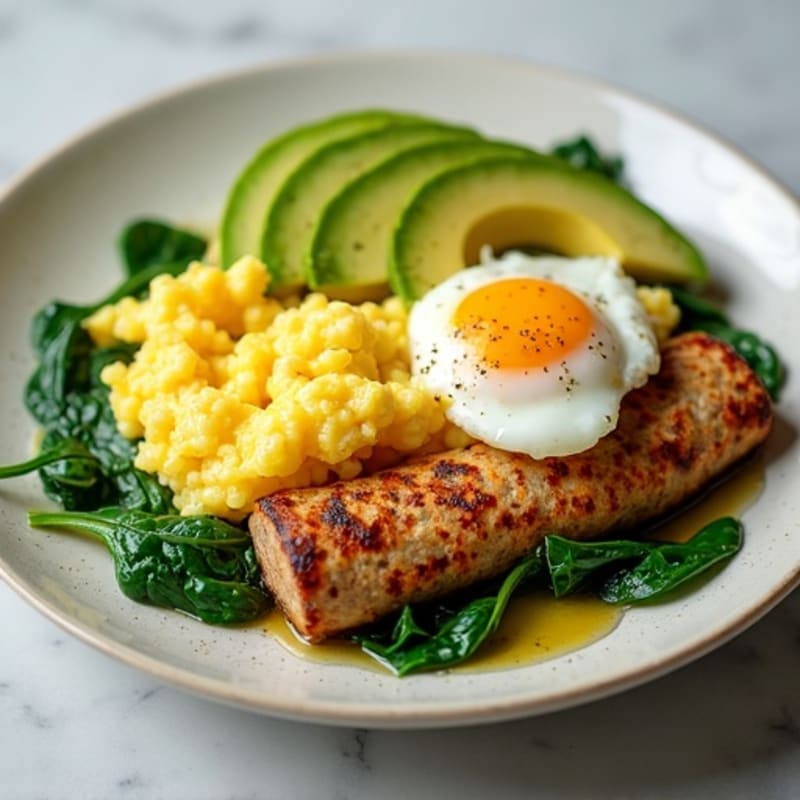 Egg White and Turkey Sausage Scramble with Spinach