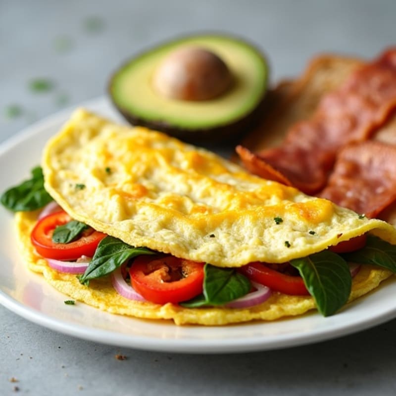 Egg White Veggie Omelette with Turkey Bacon