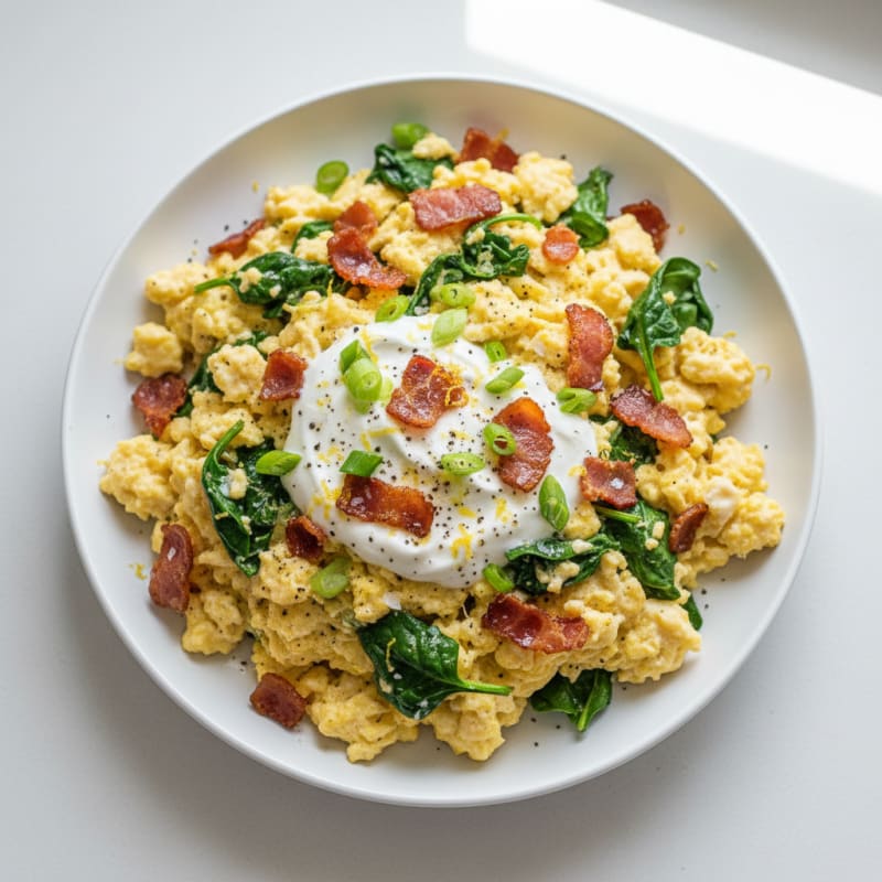 Crispy Bacon and Zesty Yogurt Scramble