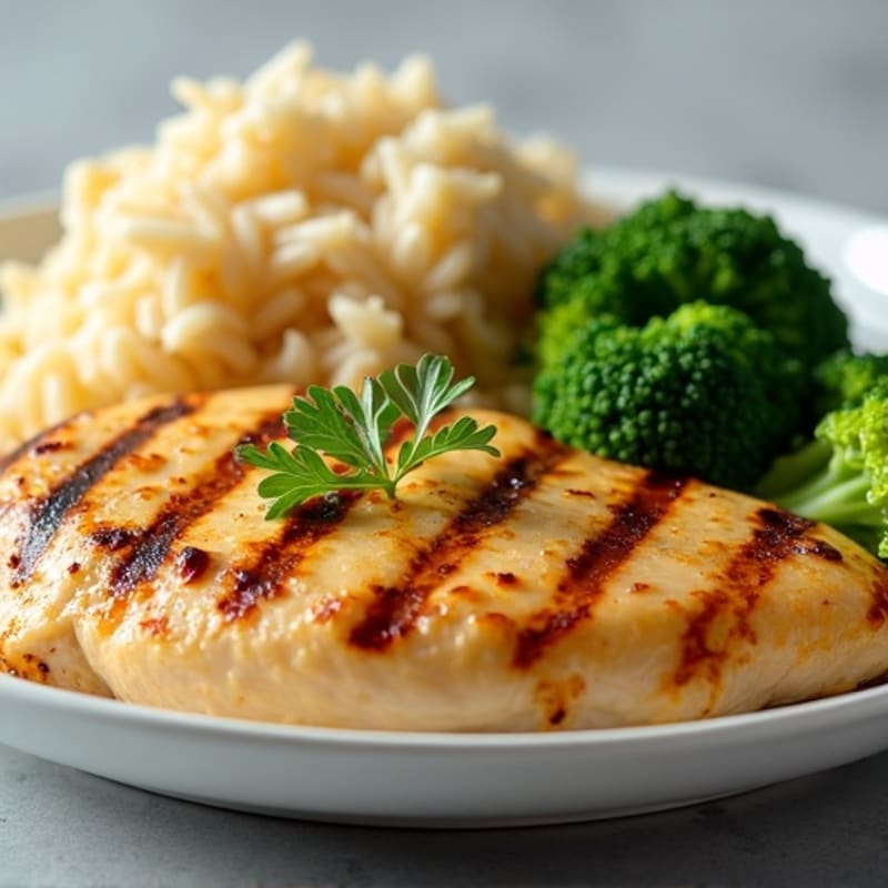 Grilled Lemon Garlic Chicken Breast with Steamed Broccoli