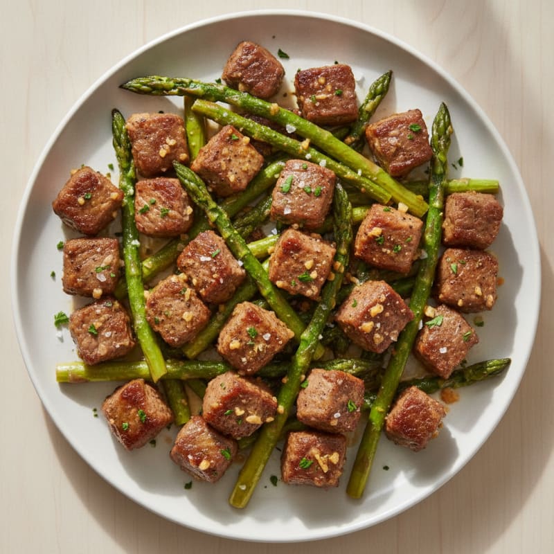 Garlic Butter Steak Bites with Asparagus