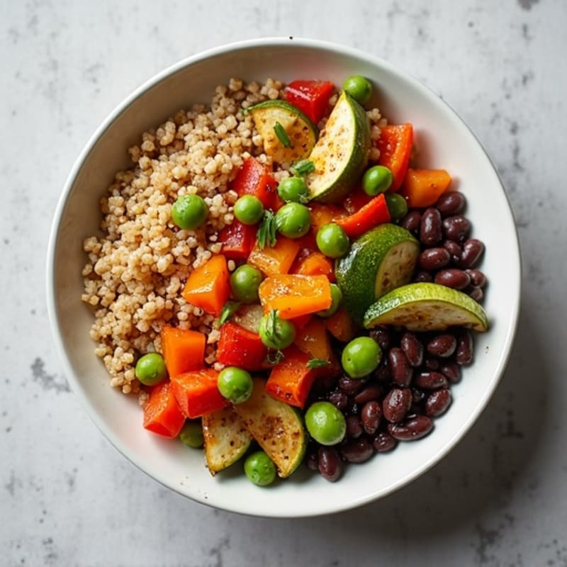 Hearty Black Bean and Quinoa Bowl with Roasted Vegetables
