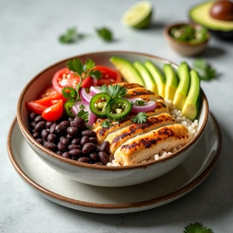 Healthy Black Bean Burrito Bowl with Fresh Pico de Gallo
