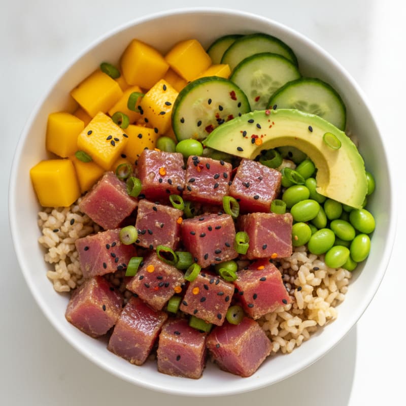 Ahi Tuna Poke Bowl with Tropical Fruit