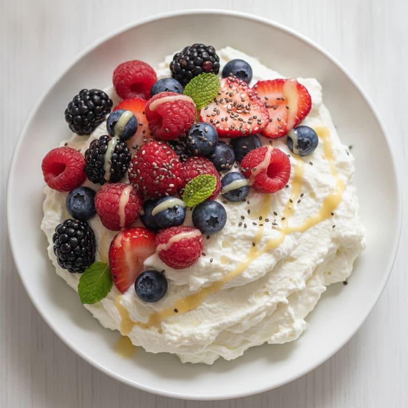 Greek Yogurt Protein Mousse with Mixed Berries