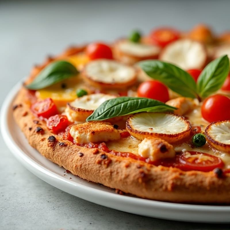 Crispy High Protein Chicken and Vegetable Pizza