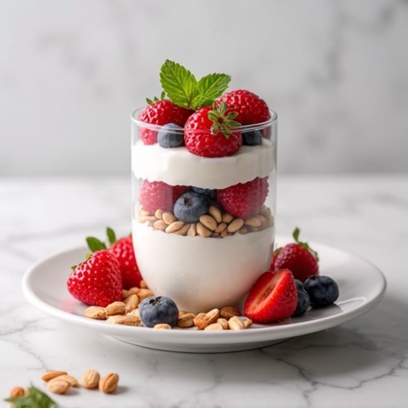 Greek Yogurt Protein Parfait with Berries and Almonds