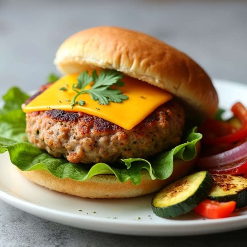 Herb-Loaded Lean Turkey Burger with Roasted Vegetables
