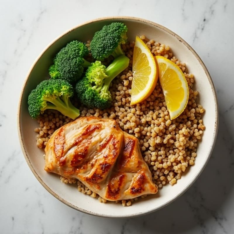 Grilled Chicken and Quinoa Power Bowl with Roasted Broccoli