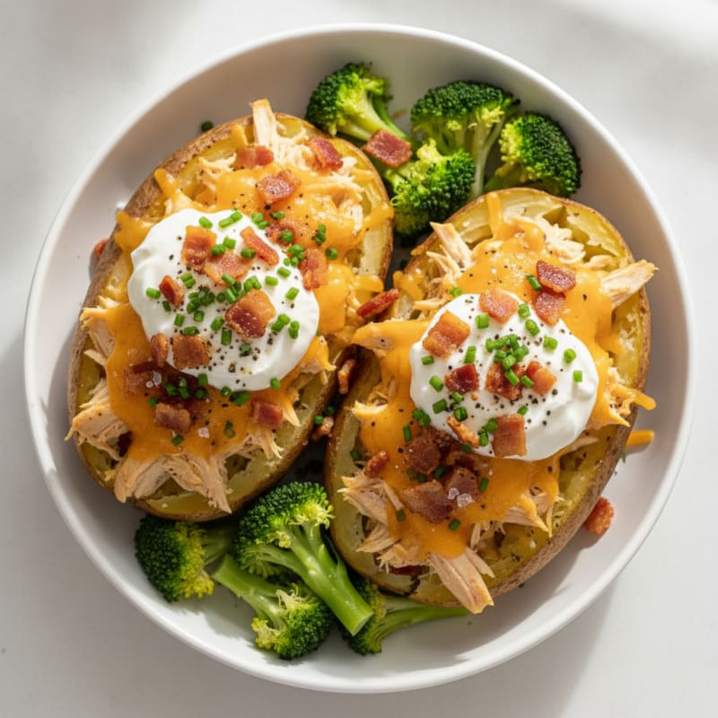 Loaded Cheddar Baked Potatoes with Bacon