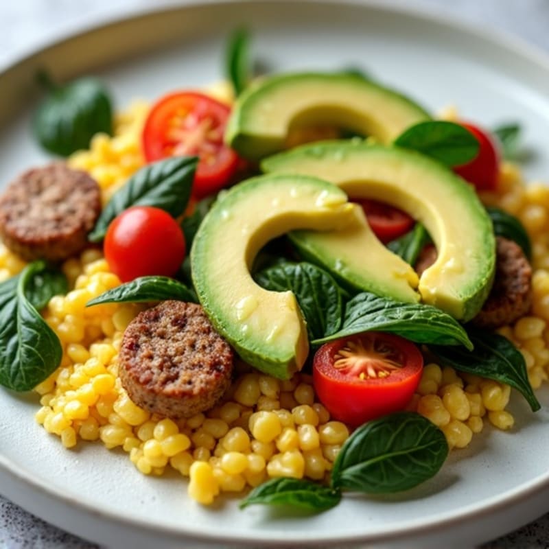 Egg White Veggie Scramble with Turkey Sausage