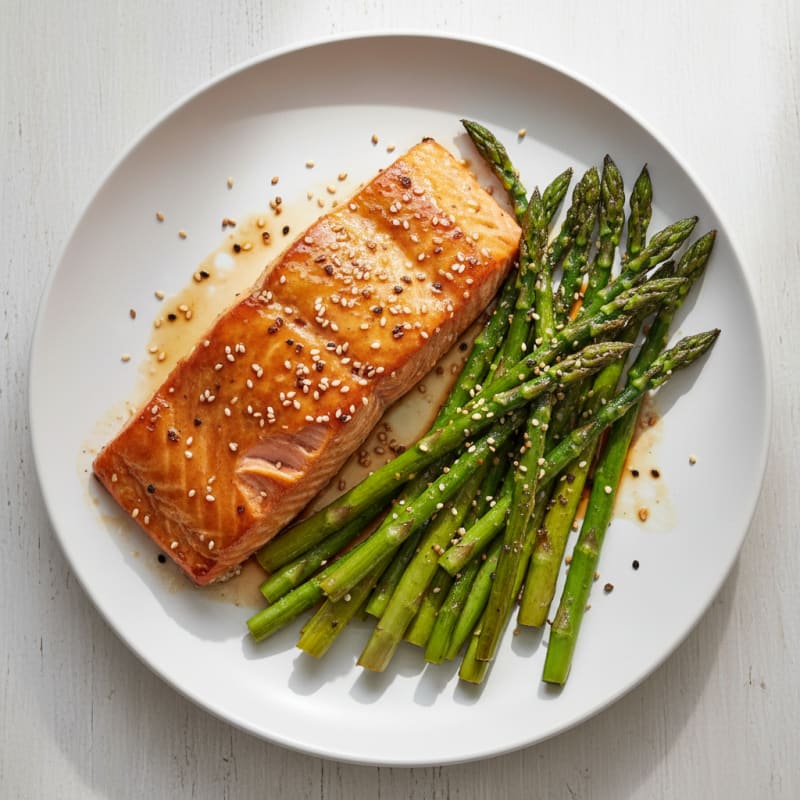 Golden Teriyaki-Glazed Salmon with Roasted Asparagus