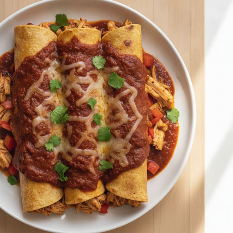 Chicken Enchiladas with Red Chili Sauce