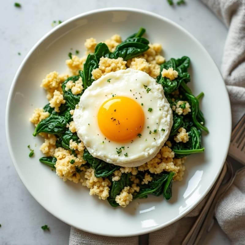 Egg White Spinach Scramble with Cottage Cheese