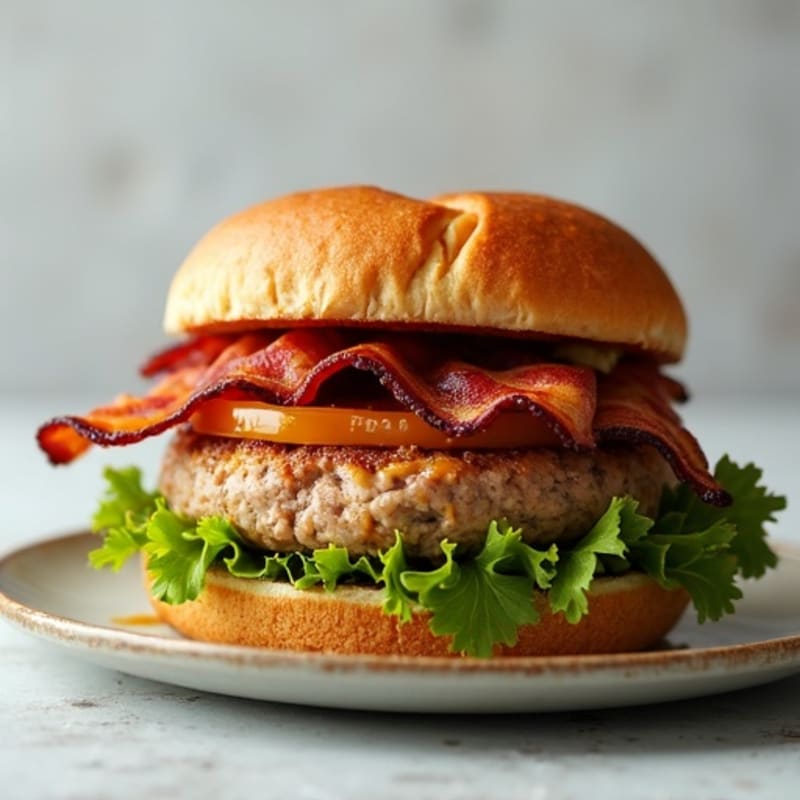 Lean Turkey-Bacon Burger with Caramelized Onions