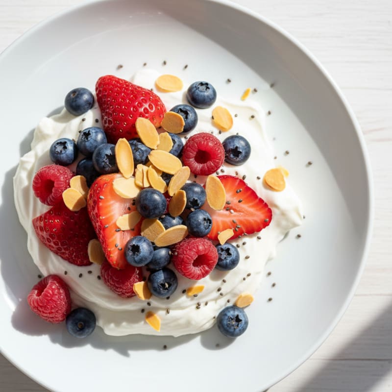 Greek Yogurt Protein Mousse with Mixed Berries