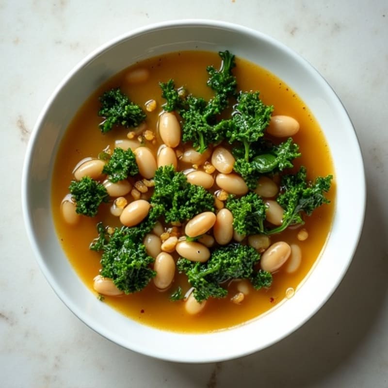 Hearty Garlic Herb Kale and White Bean Soup