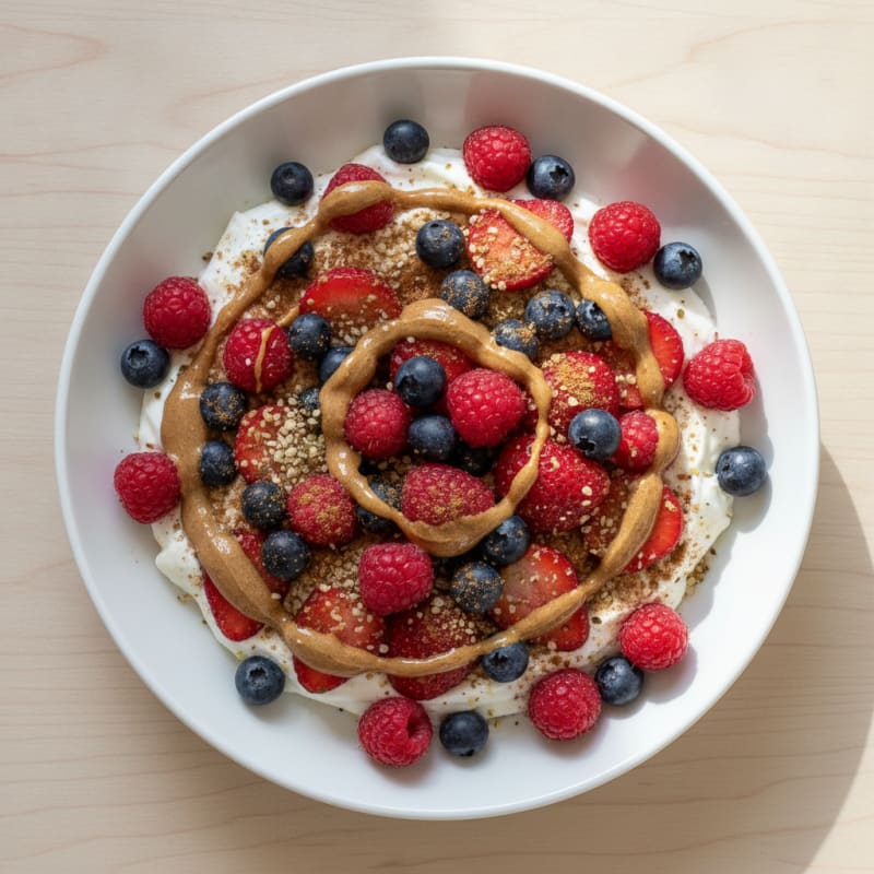 Greek Yogurt Bowl with Mixed Berries and Almond Butter