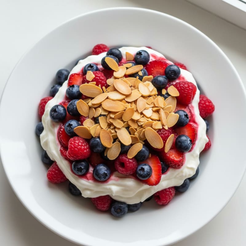 Greek Yogurt Protein Parfait with Berries and Almonds