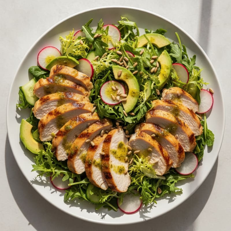 Grilled Turkey Breast Salad with Crunchy Mixed Greens