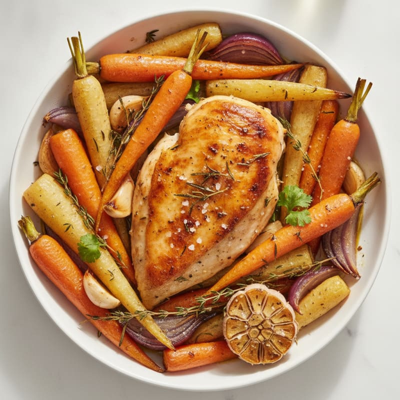 Garlic Herb Roasted Chicken with Root Vegetables
